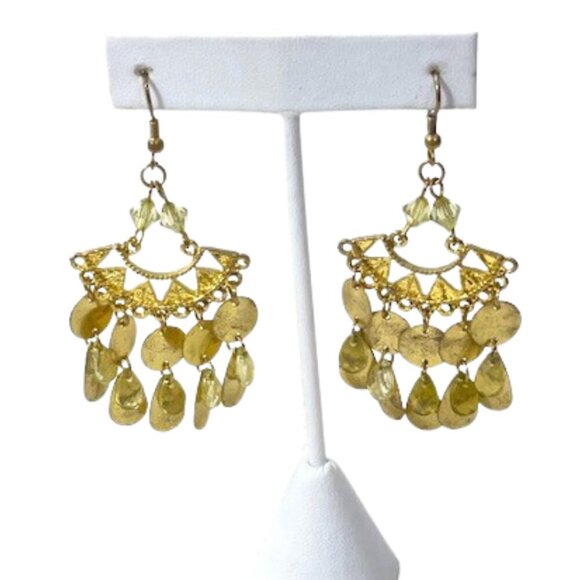 Gold statement chandelier earrings. - Picture 1 of 5